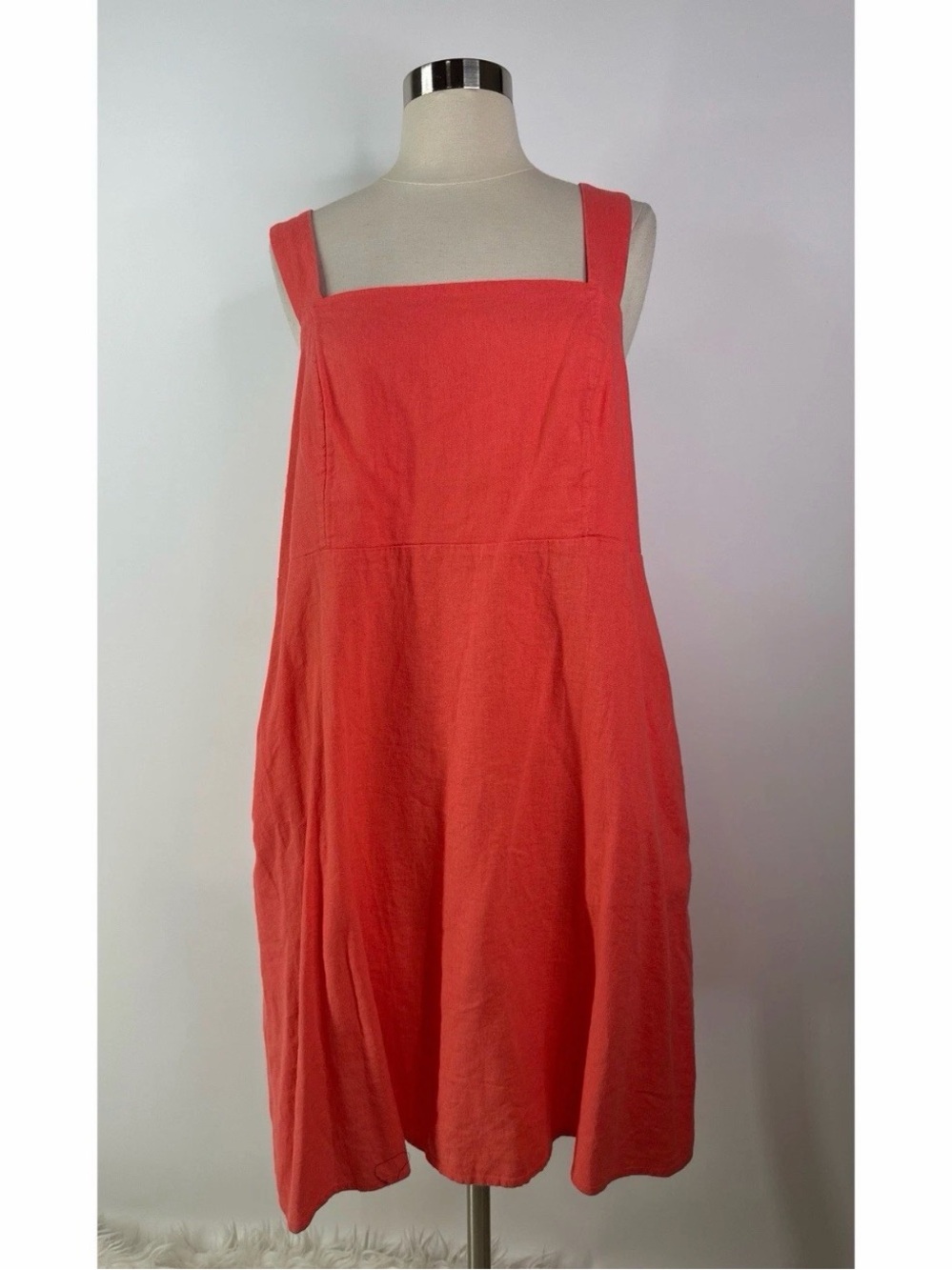 So Good for Life Linen Skocke back Women’s Coral Square-Neck Sundress